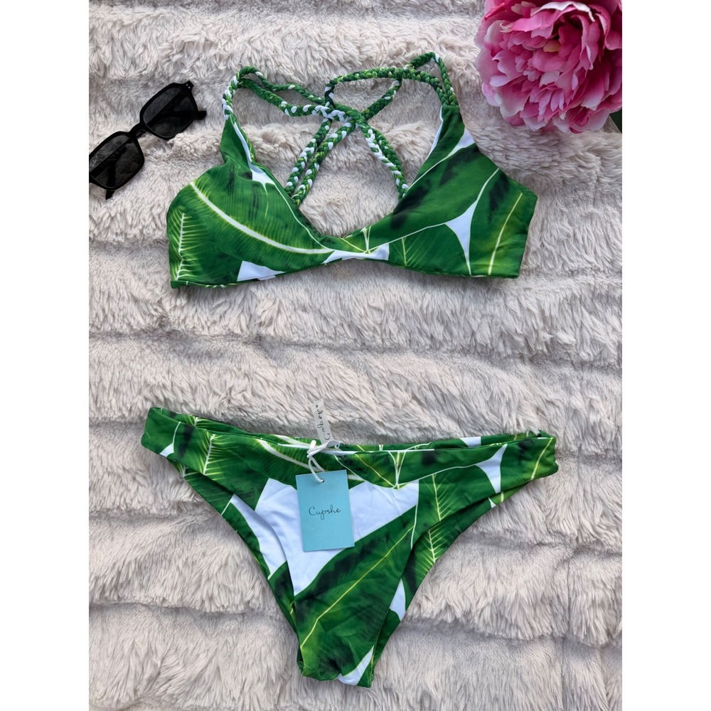 CUPSHE Green Tropical Leaf Bikini Set | NWT - SIZE S